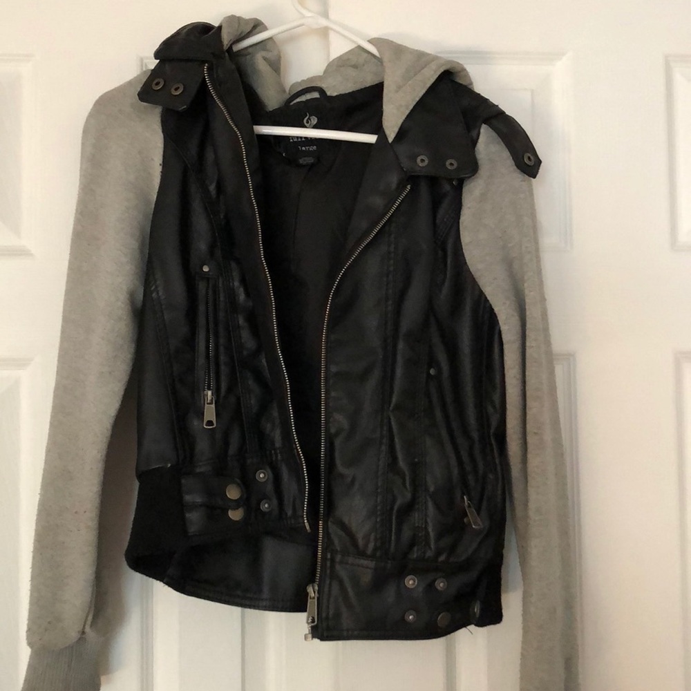 Hoodie & Leather jacket